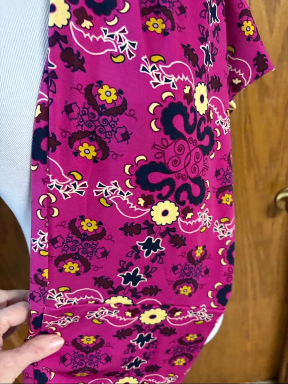 LuLaRoe Magenta Floral Maxi - Bold Pink with Yellow Accents